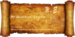 Mrákovics Ervin névjegykártya